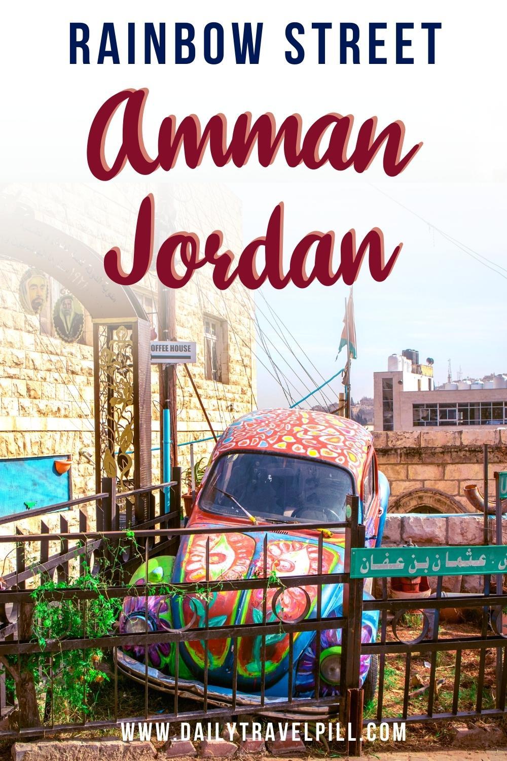 amman rainbow street, colorful street amman, amman street art