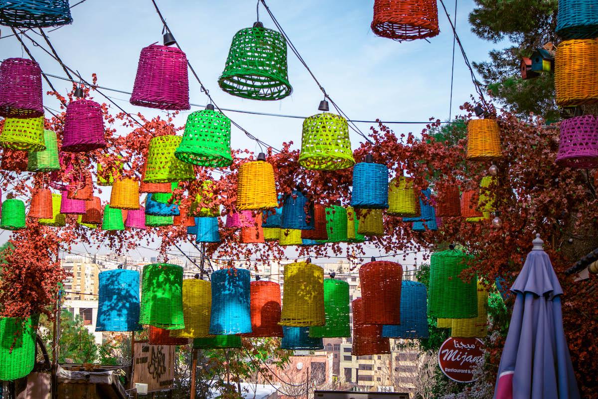 amman rainbow street, colorful street amman, amman street art