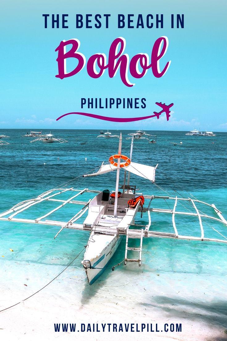 Filipino boat at Alona Beach shore Bohol