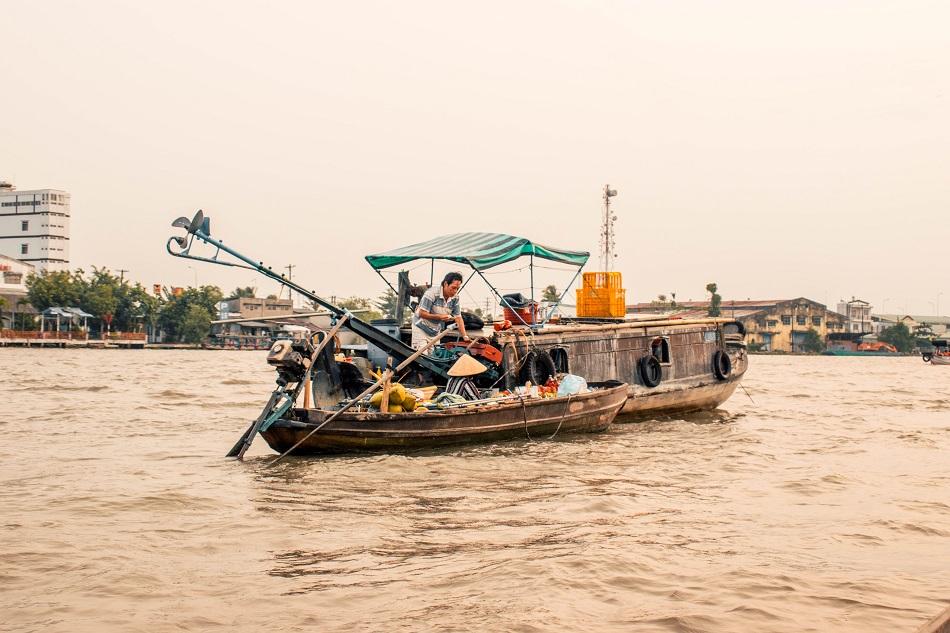 Boat selling fruits at Mekong Delta Cai Rang floating market
