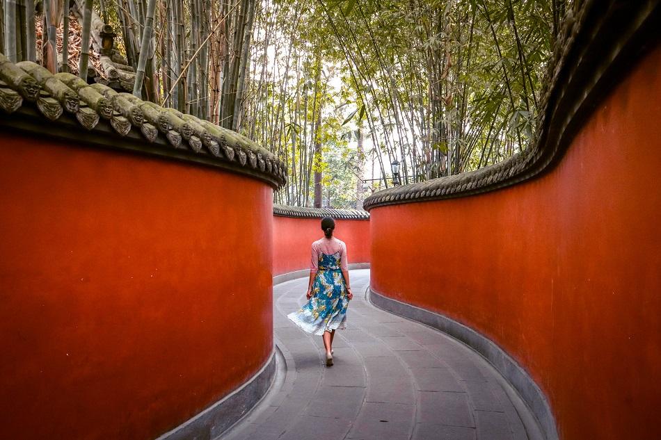 Wuhou Shrine red walls Chengdu