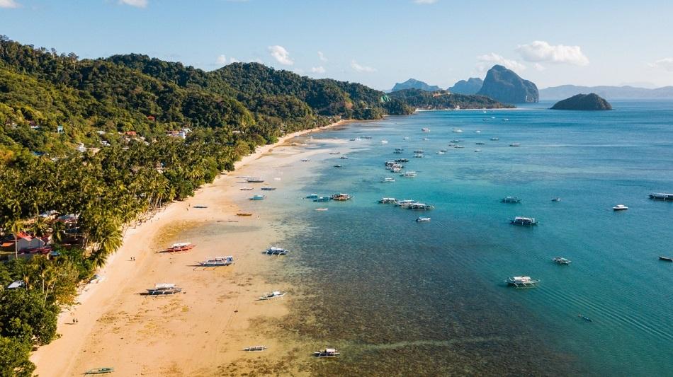 Corong Corong Beach in El Nido aerial view