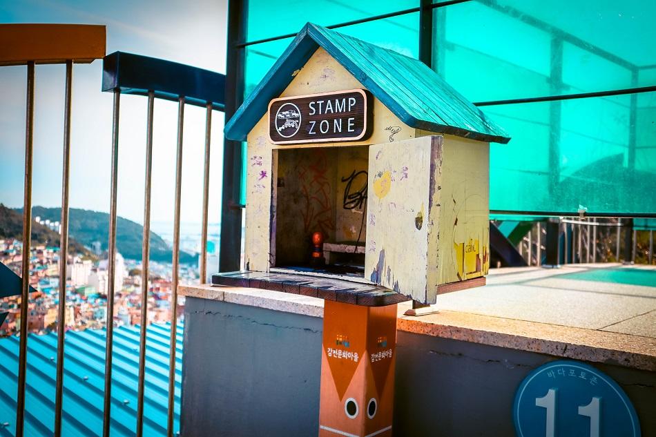 Collecting stamps at Gamcheon Culture Village, Busan