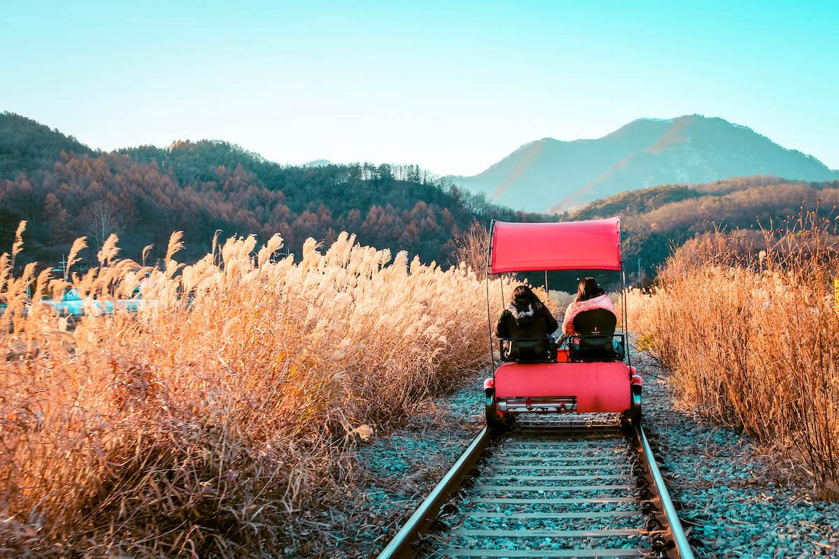 Ganchon Rail Park in winter in South Korea - things to do in Korea in Winter, winter destinations in Korea, winter activities in South Korea
