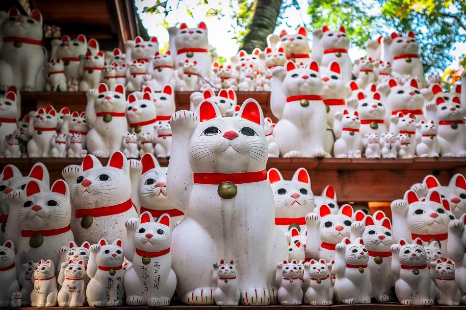 Lucky cat charms at Gotokuji Temple Tokyo