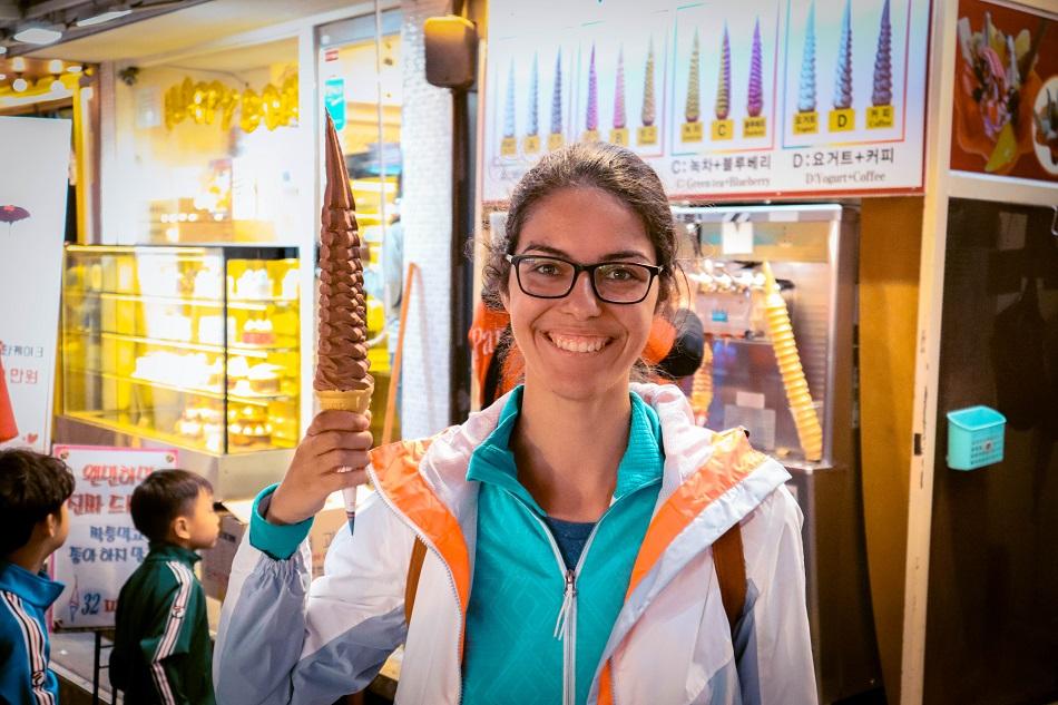 Tall ice cream in Hongdae, Seoul