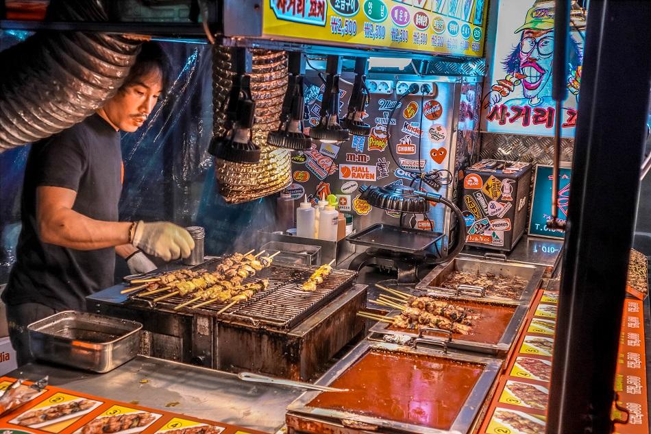 Street food in Hongdae, Seoul
