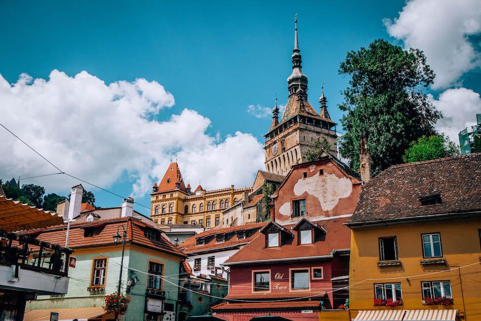 Houses and towers in Sighisoara Fortress Romania