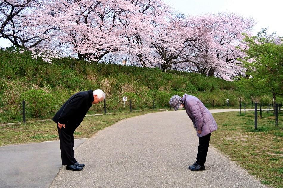 Japanese people taking a bow