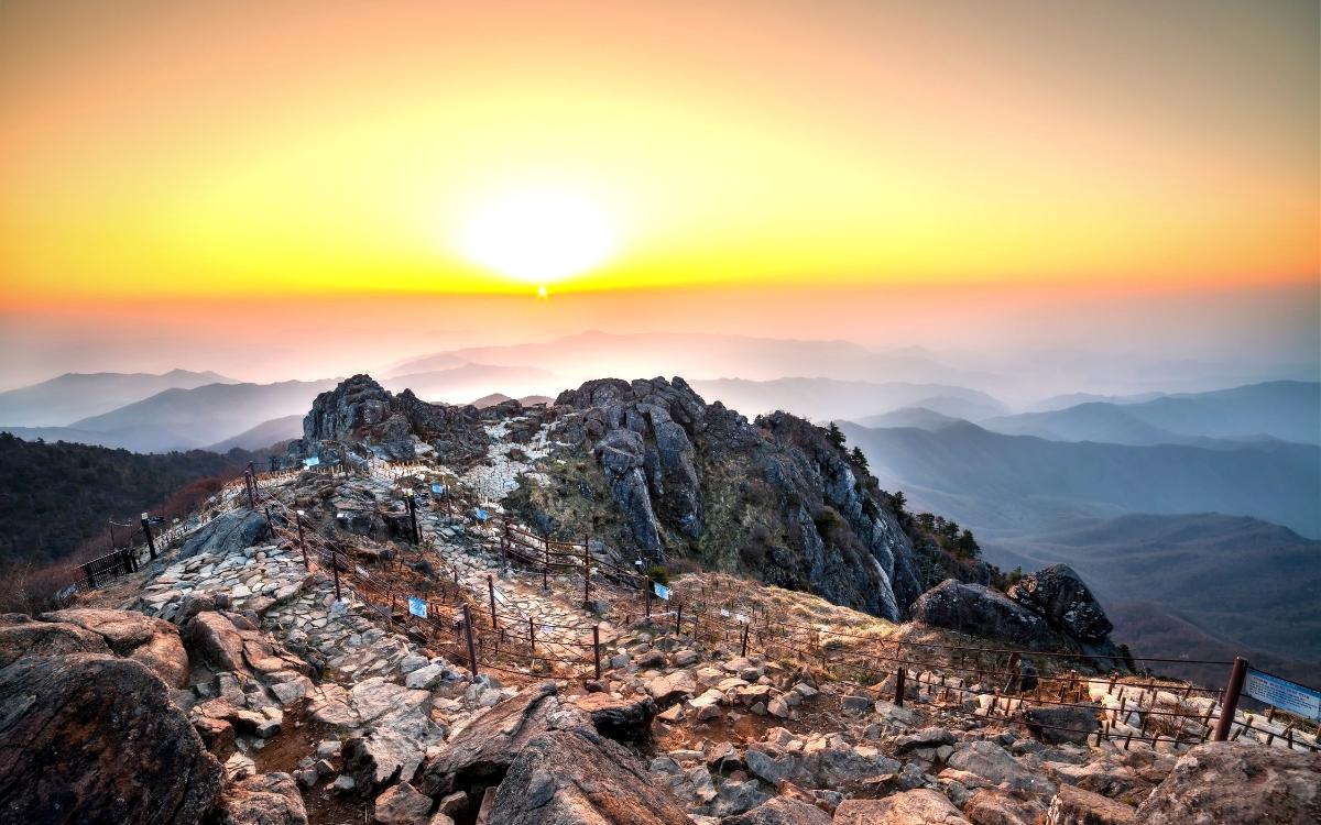 Jiri Mountain South Korea winter sunset
