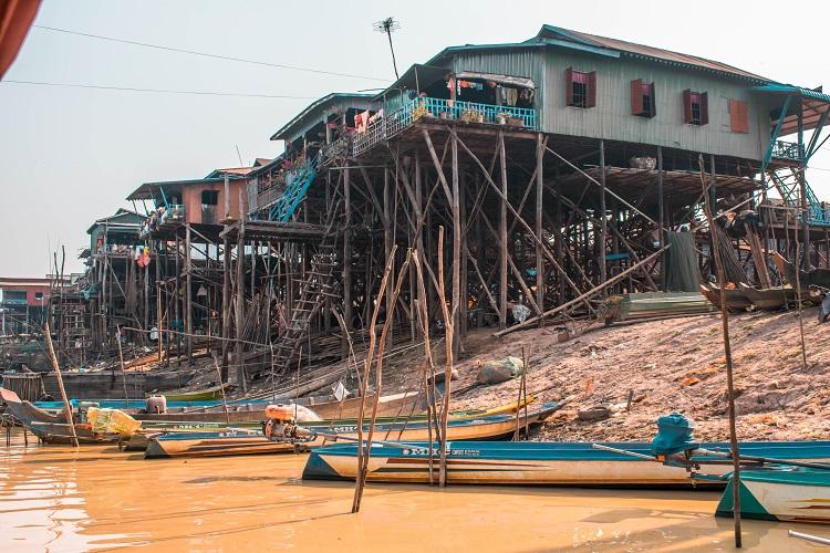 Kampong Phluk dry season wooden stilts houses