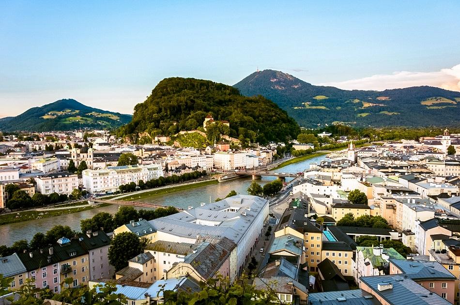View of Salzburg and Kapuzinerberg Hill