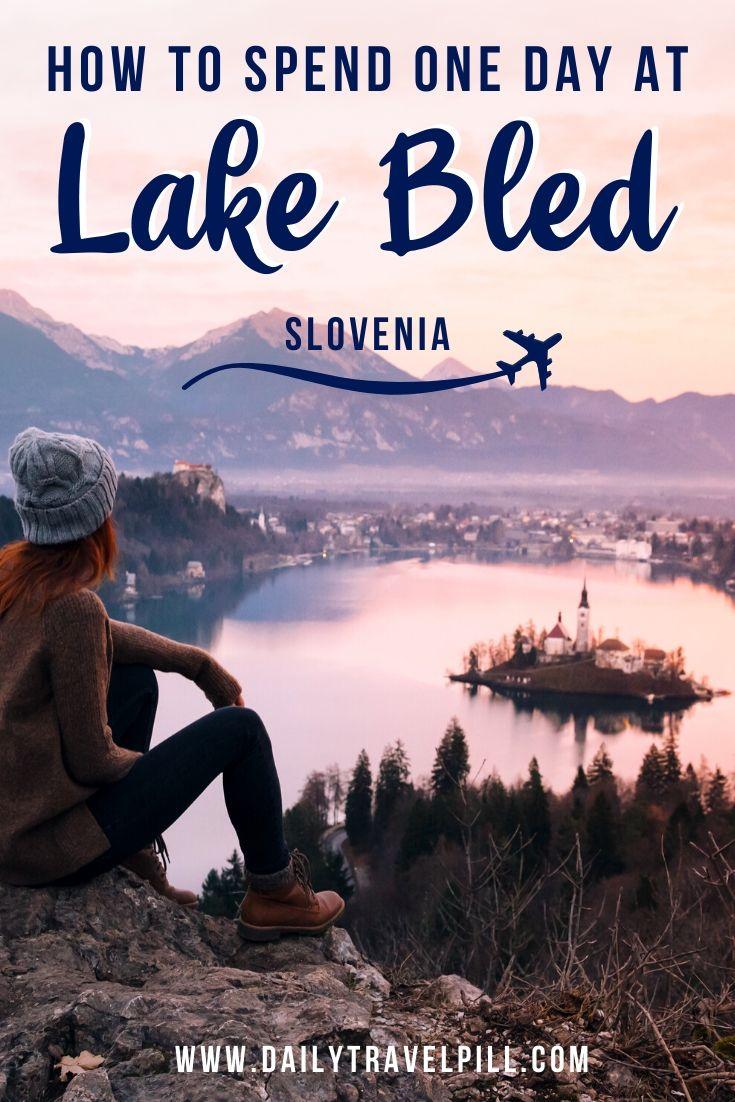 Girl watching the sunset at Lake Bled