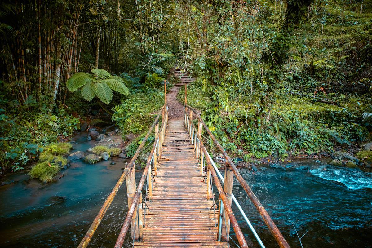 Leke Leke Waterfall Bali bamboo bridge
