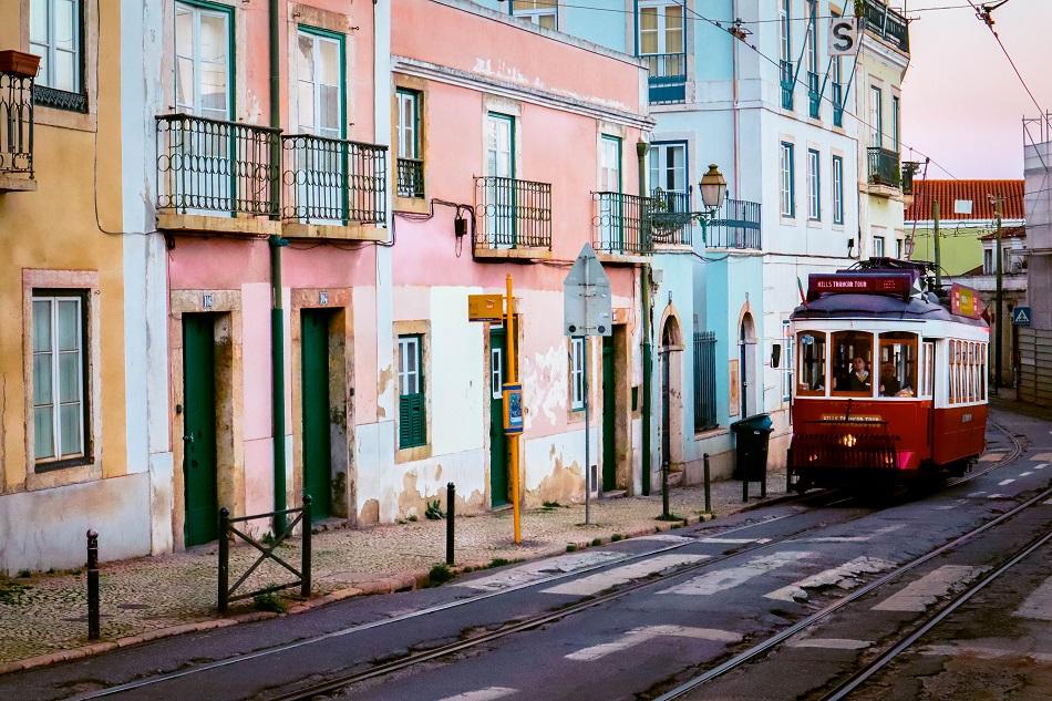 Lisbon traditional red tram - free things to do in Lisbon
