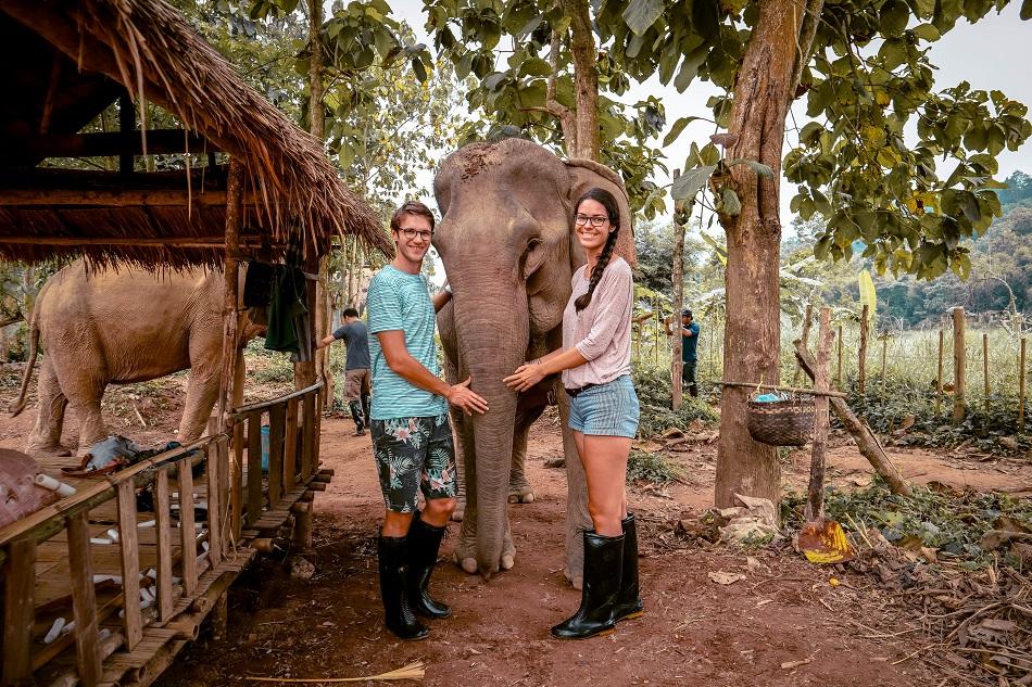 Couple at Mandalao Elephant Sanctuary, Luang Prabang, Laos