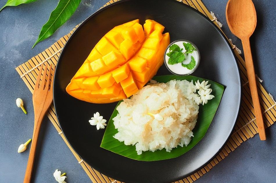 Mango Sticky Rice traditional dish in Thailand