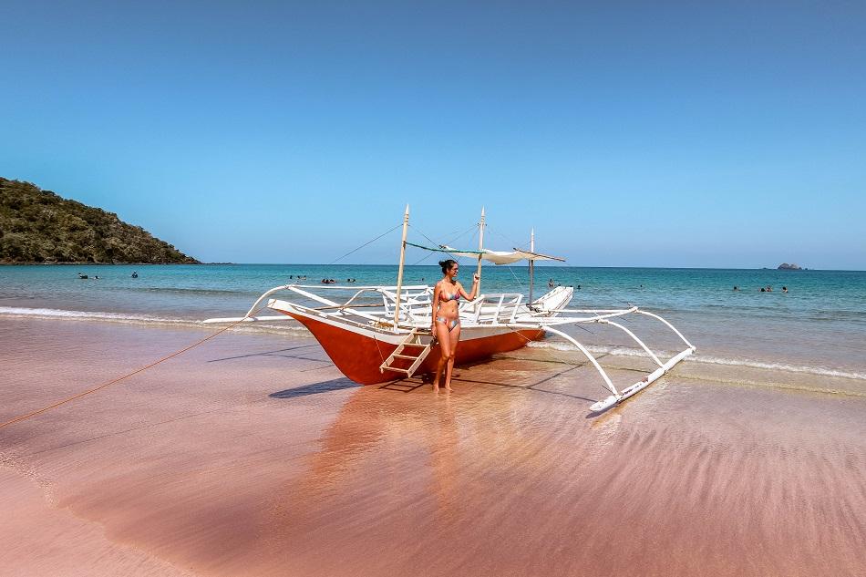 Boat at Nagtabon Beach in Puerto Princesa, Palawan