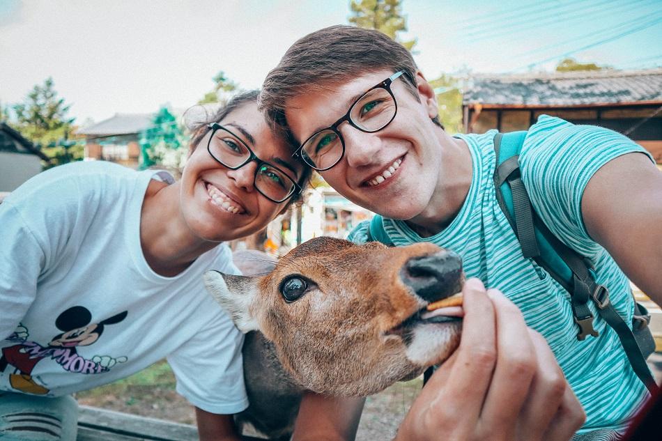Selfie with a deer in Nara, Japan