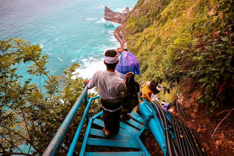 Waterfall blue stairs Nusa Penida