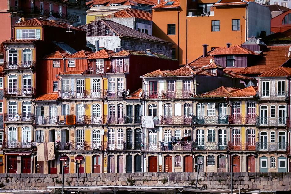 Ribeira buildings facades Porto