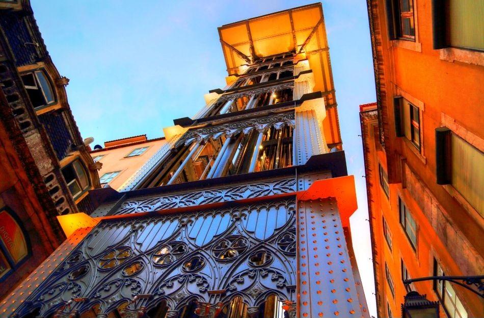 Santa Justa Elevator seen from below, Lisbon