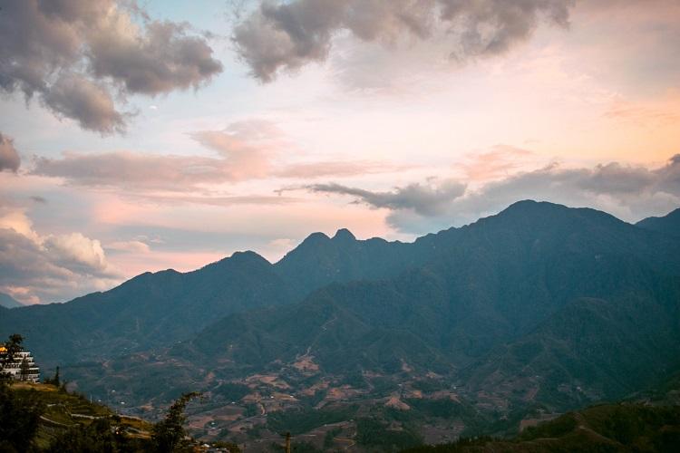 Fansipan Mountain at sunset in Sapa, Vietnam