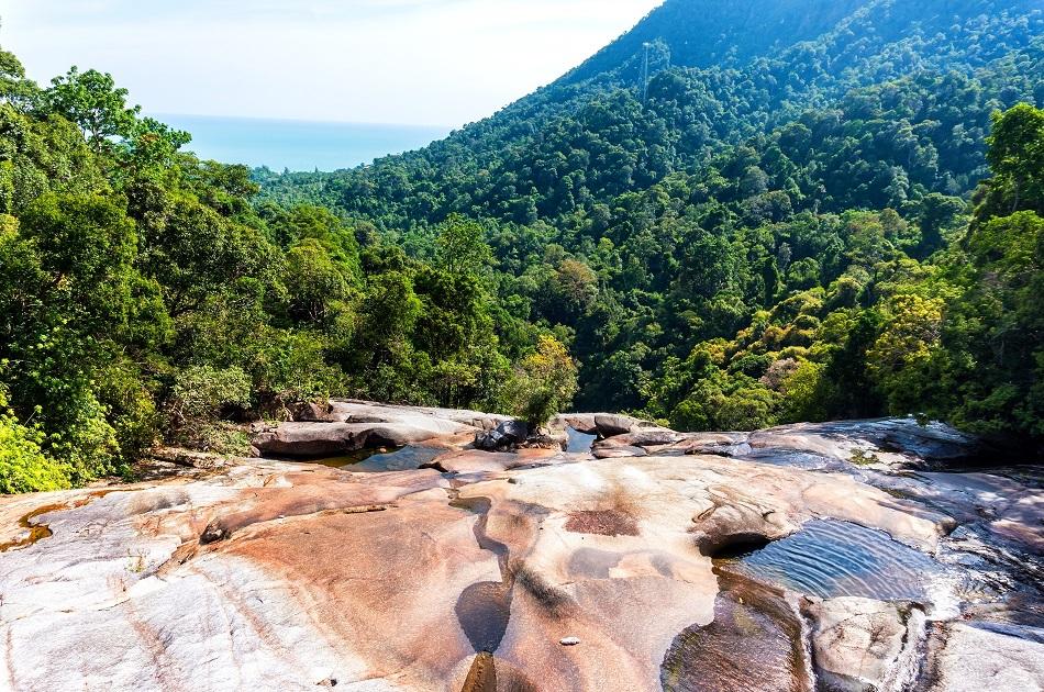 the top of Seven Wells Waterfall, Langkawi Island, Malaysia