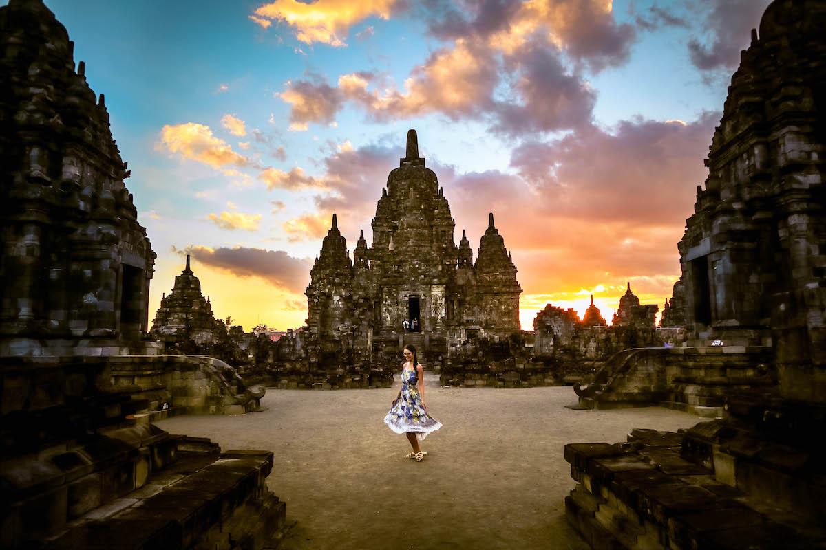 Sewu Temple at sunset near Prambanan, Yogyakarta