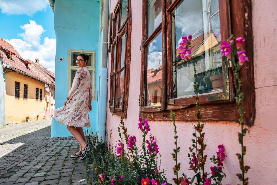 Aurelia Teslaru in Sighisoara Old Town