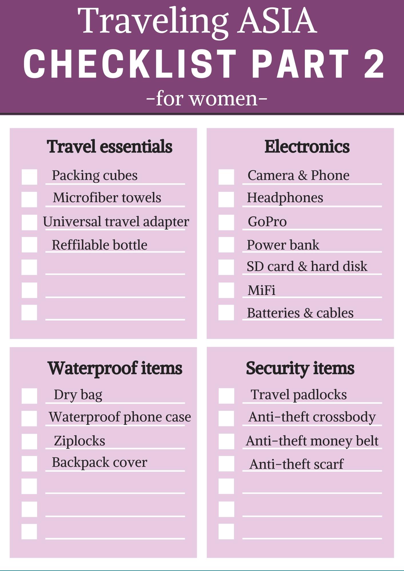backpacking packing list, asia backpacking packing list, packing list for southeast asia, south east asia packing list, what to pack southeast asia