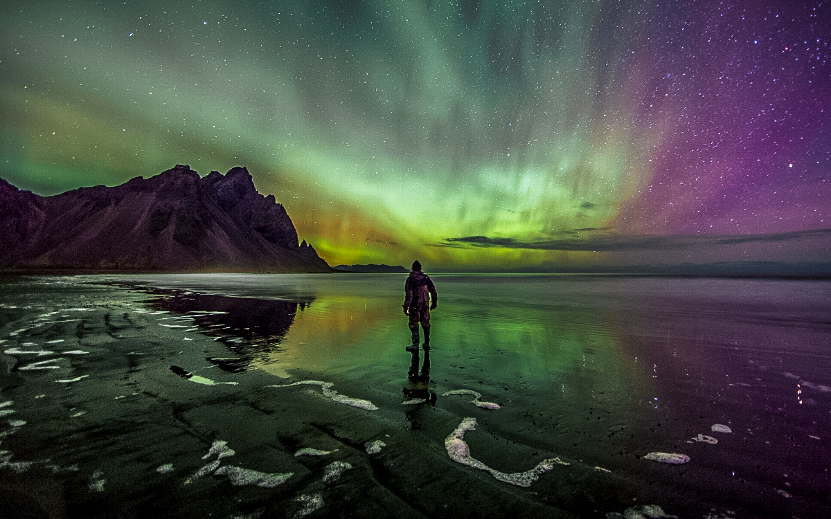 Stokksnes Beach Northern Lights