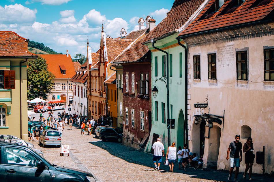 streets of Sighisoara Fortress Romania