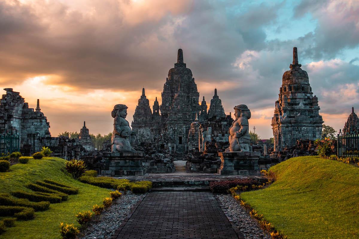Sewu Temple at sunset near Prambanan, Yogyakarta