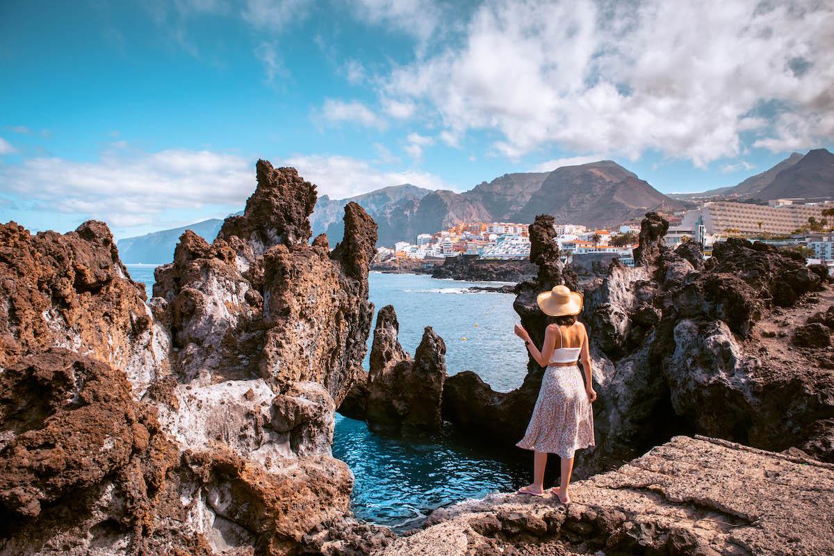 Tenerife natural pools at Charco el Diablo. Lava rock pools in Tenerife