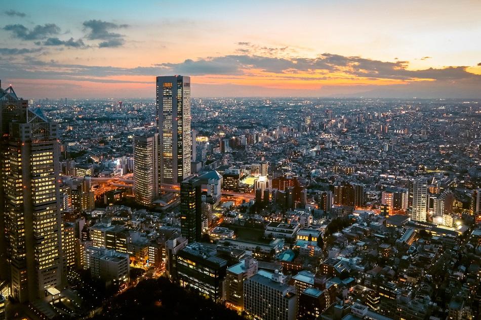 Sunset view over Tokyo from the Metropolitan Government Building