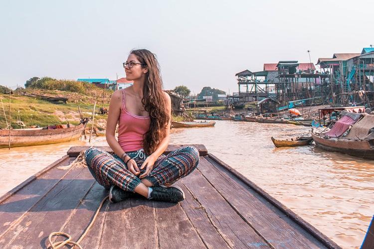 tourist in Kampong Phluk Cambodia during dry season