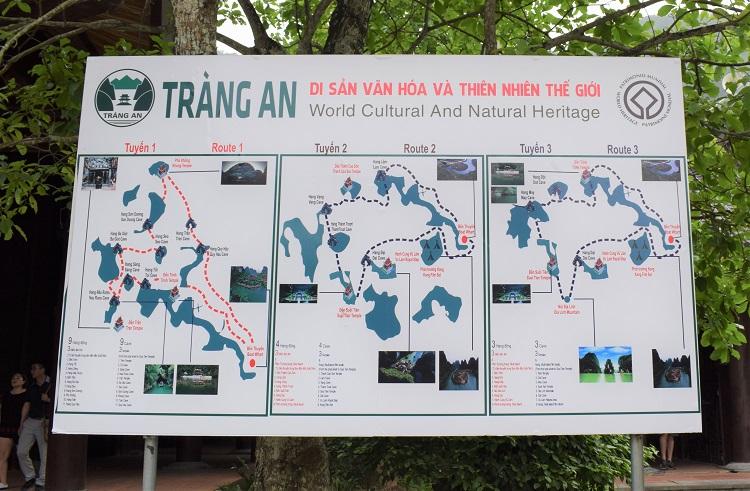 Trang An boat routes map