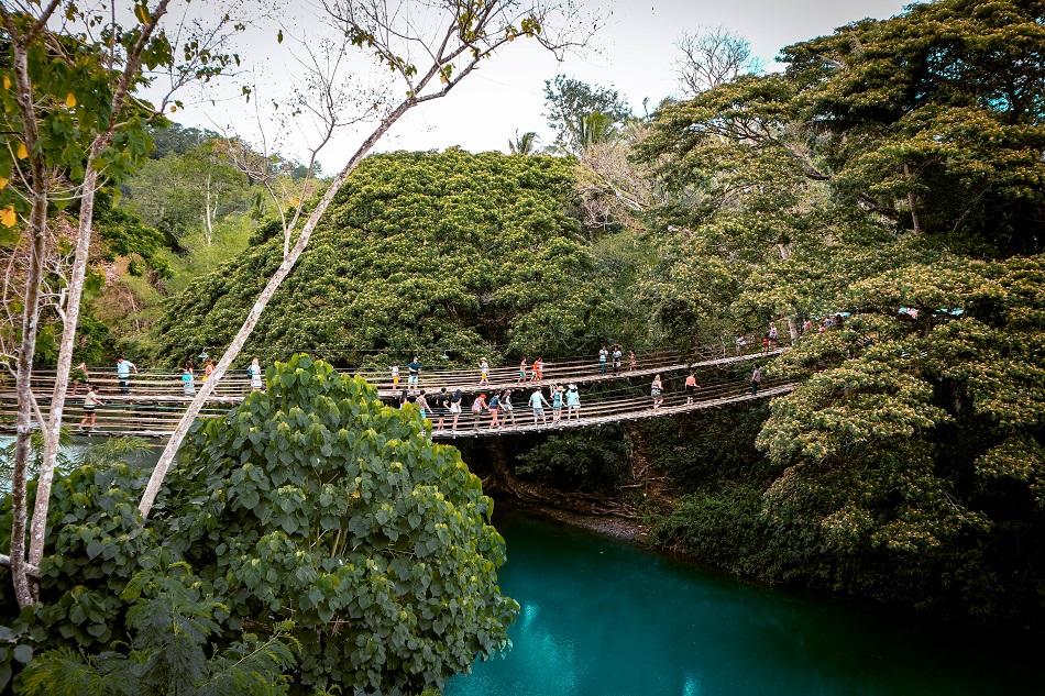 The Twin Bamboo Hanging Bridge in Bohol, Philippines