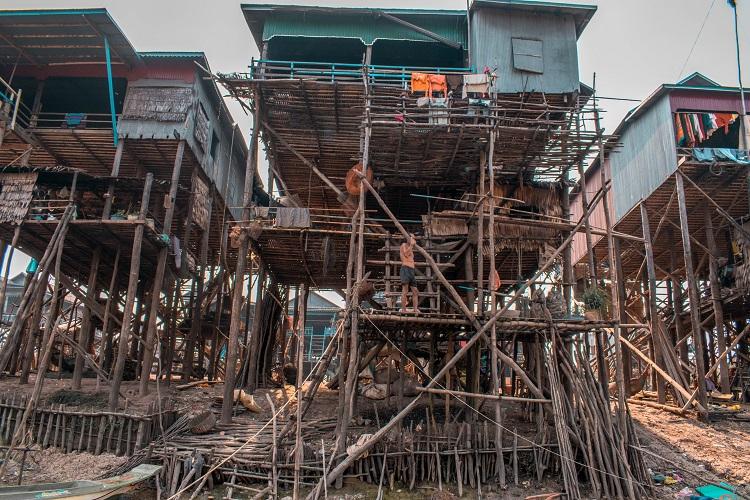 Kampong Phluk dry season wooden stilts houses
