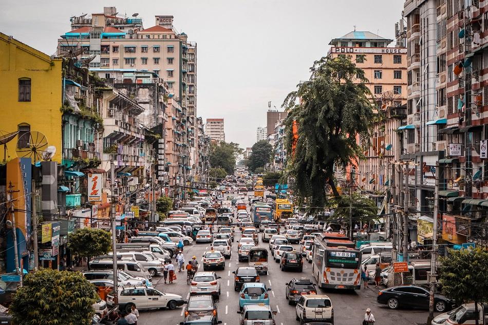 Yangon city traffic