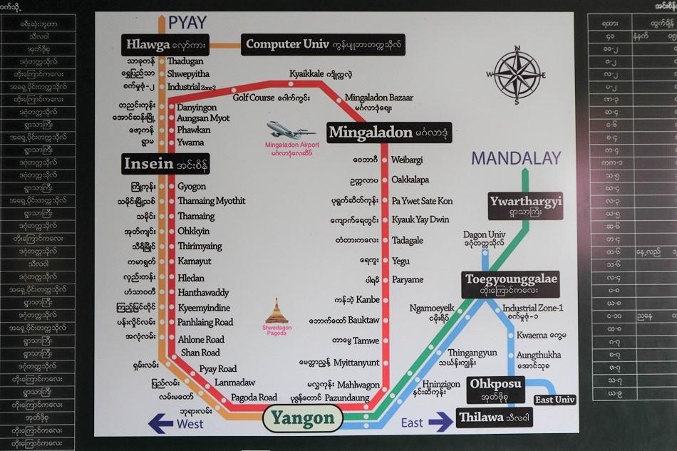 Yangon Circular Train route map