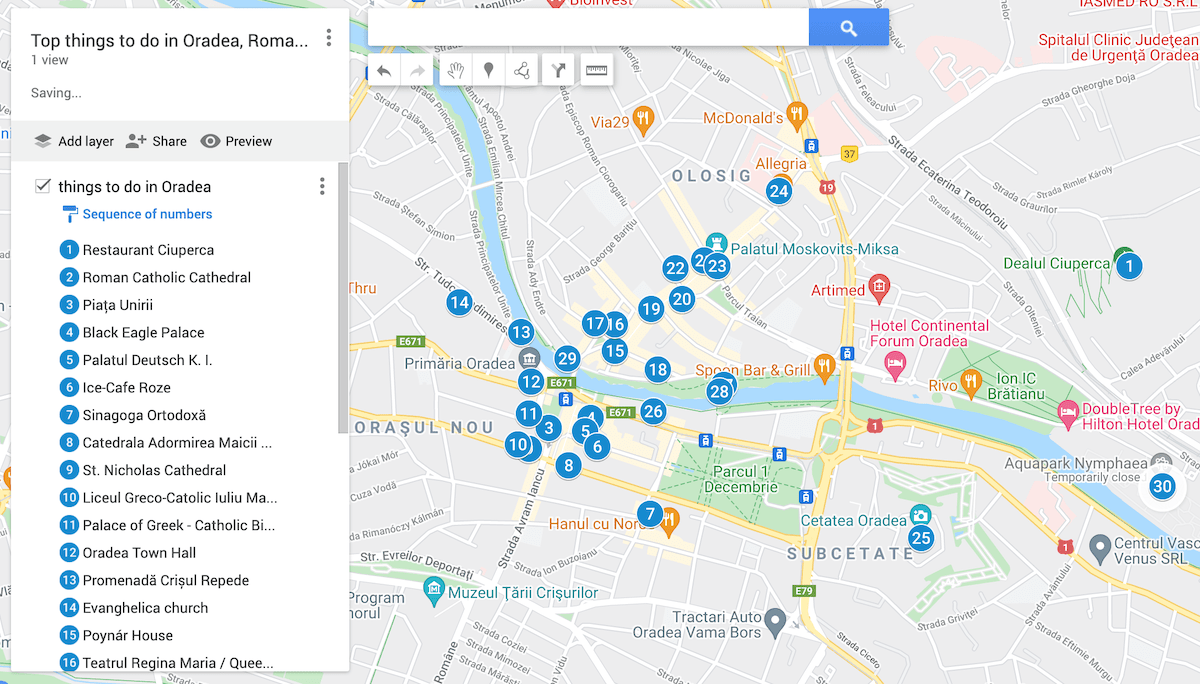 things to do in Oradea, Oradea tourist attractions map